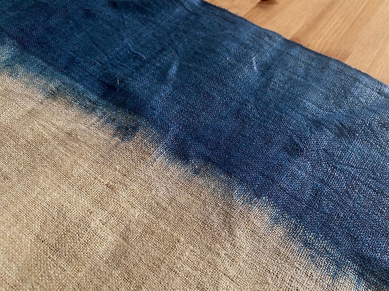 Raw Linen hand-twisted hand-woven gradient indigo-dyed coarse cloth•tea utensils•home decoration•table runner - โปสเตอร์ - ผ้าฝ้าย/ผ้าลินิน ขาว
