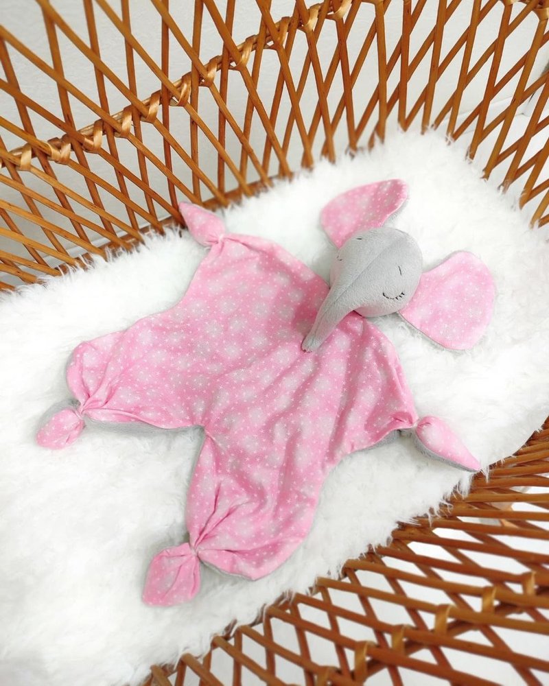 Baby lovey Comforter toy Elephant comforter blanket First baby toy Comforter - ของเล่นเด็ก - ผ้าฝ้าย/ผ้าลินิน สีเทา