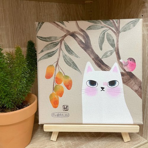 印樂網圓夢館 【Flora原創設計】臺灣芒喵 | 20×20CM 無框畫-水果系列 4-7月