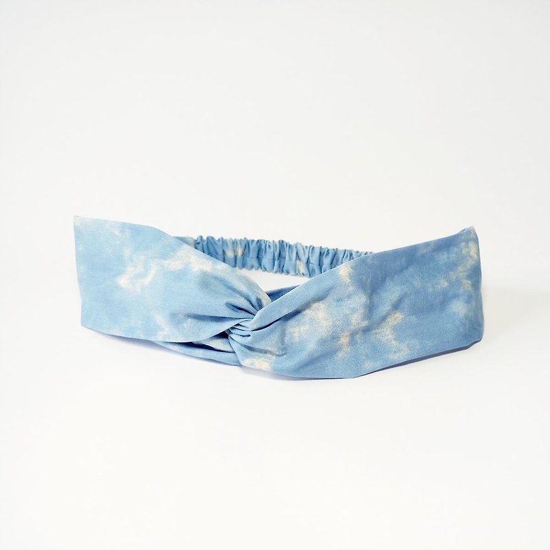 [Imitated rendering - blue] handmade cross hair band hair band wild section - เครื่องประดับผม - ผ้าฝ้าย/ผ้าลินิน สีน้ำเงิน