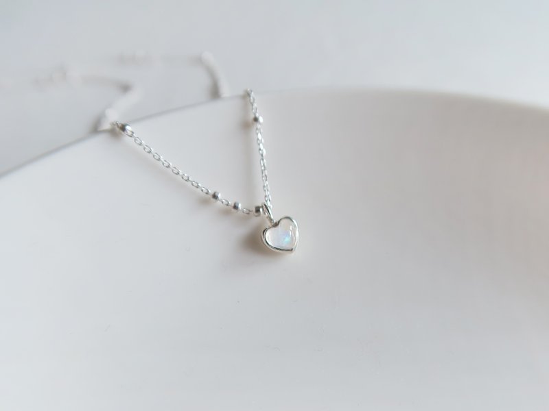 925 sterling silver mini love moonstone fine dot chain necklace long chain clavicle chain free packaging - สร้อยคอ - เงินแท้ ขาว