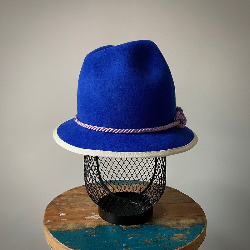 HYOKOU手作りロックハット - 帽子 - ウール ブルー