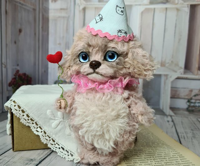 ピエロの子犬のおもちゃ手作り犬のギフトピンクの犬 ショップ Amitoysgifts 人形 フィギュア Pinkoi