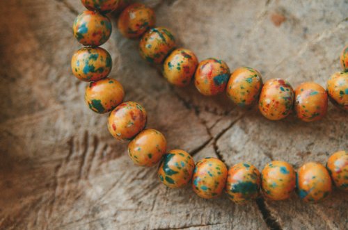 Wooden bead necklace with mushroom pendant, golden color wood beaded choker  - Shop Maisternya Awesome Necklaces - Pinkoi