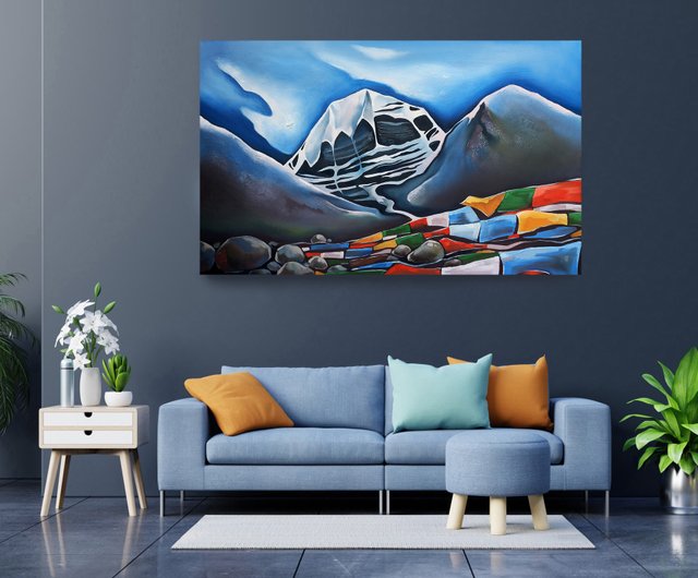 カイラス山の絵画オリジナルアートチベットアートワーク風景