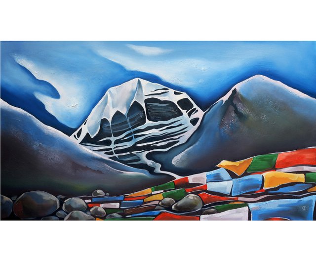 カイラス山の絵画オリジナルアートチベットアートワーク風景