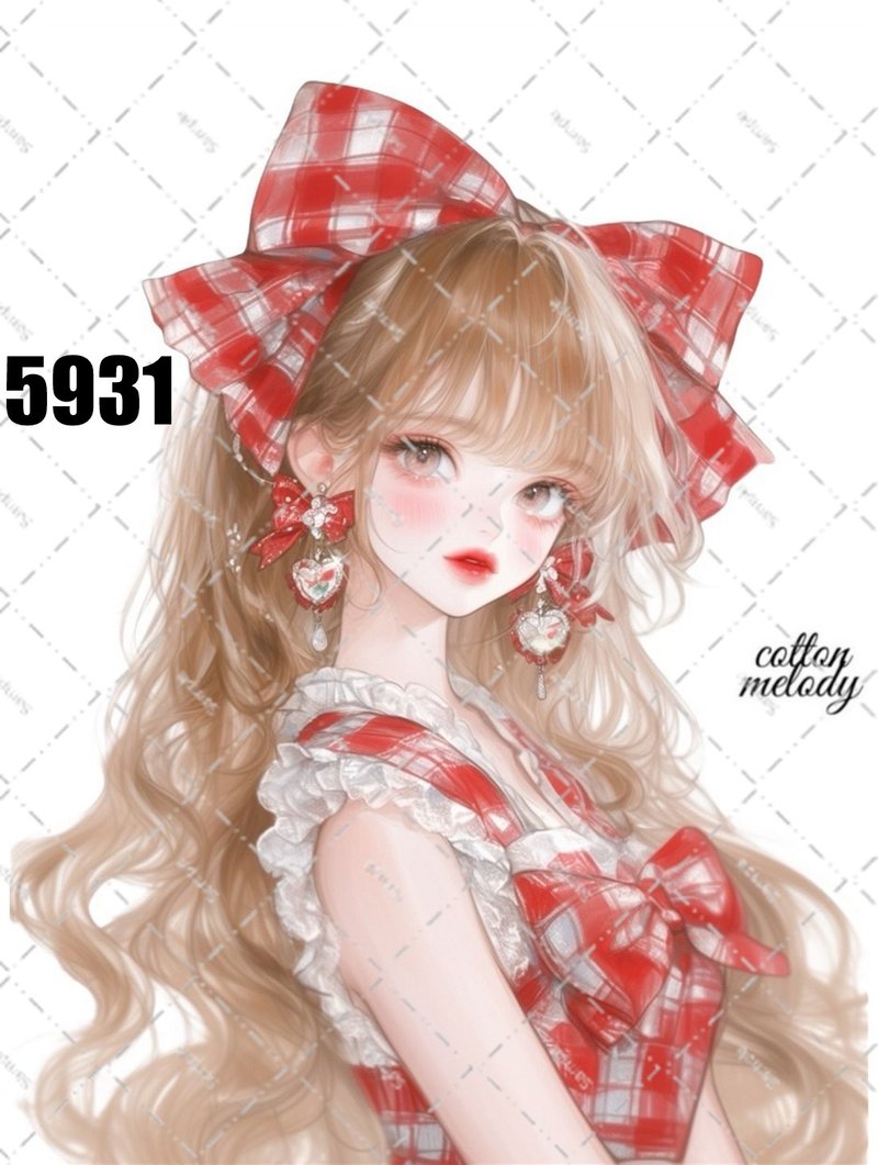 original sticker no.5931 人物ステッカー オリジナルステッカー 人物ステッカー 女の子ステッカー オリジナル人物ステッカー - 貼紙 - 紙 