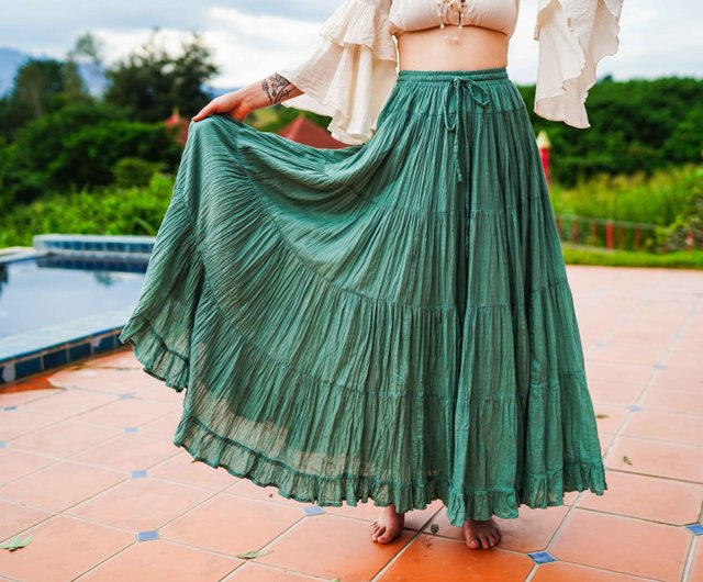 Cotton maxi skirt long best sale