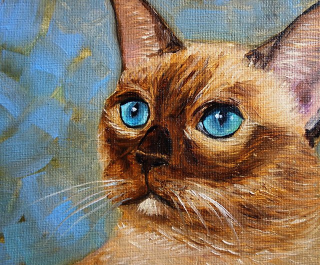 油絵　油彩画　猫　オリジナル油彩画