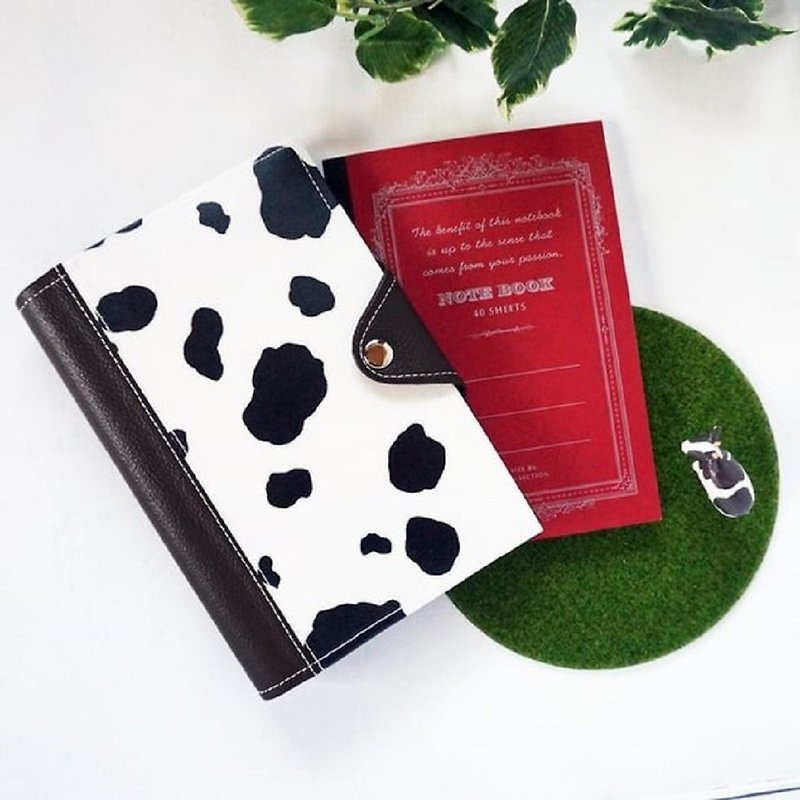 Cow pattern monotone notebook cover A6size, A5size, B6size - Book Covers - Waterproof Material Black