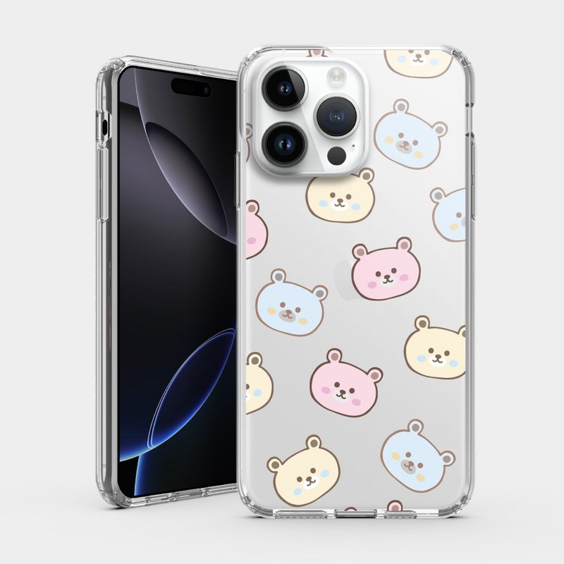 粉彩熊熊 IPHONE i16 i15 i14 i13 i12 保護殼 透明手機殼 CH023 - 手機殼/手機套 - 塑膠 粉紅色