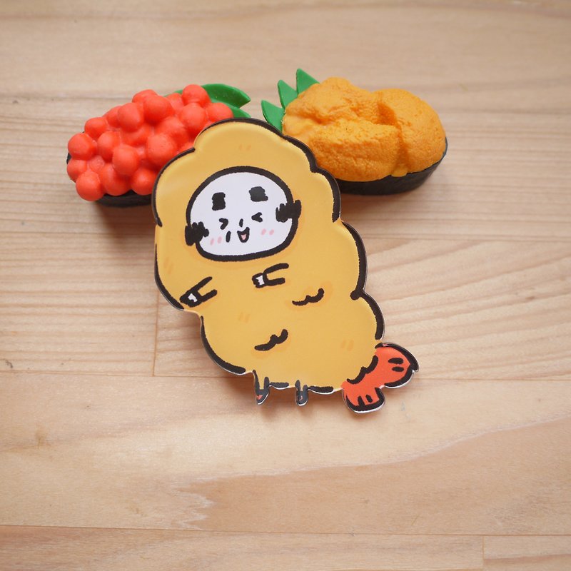 Acrylic pin / fried shrimp old man - Badges & Pins - Acrylic Orange