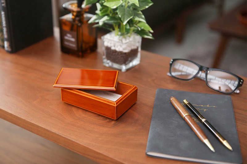 Fukuju Lacquerware Store Business Card Holder - กล่องเก็บของ - ไม้ สีนำ้ตาล