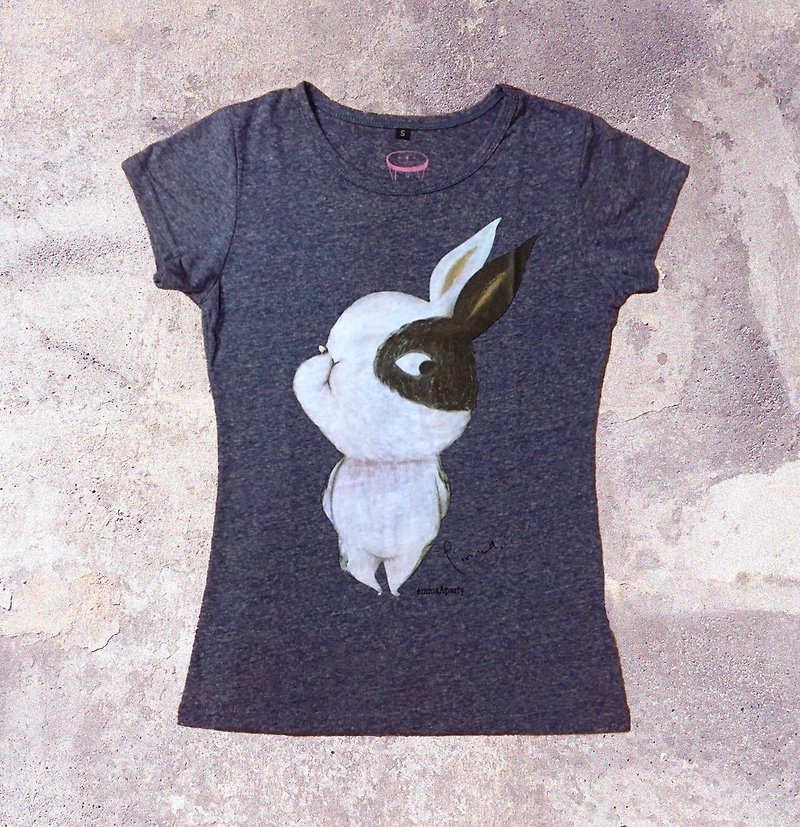 emmaAparty illustrator T: Three-seven-step meat bunny - เสื้อฮู้ด - ผ้าฝ้าย/ผ้าลินิน 