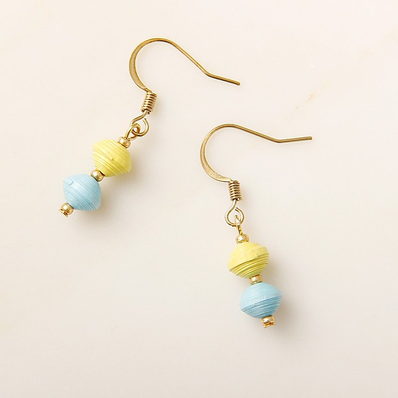 MUSEV light blue and yellow double water jade earrings - ต่างหู - กระดาษ หลากหลายสี