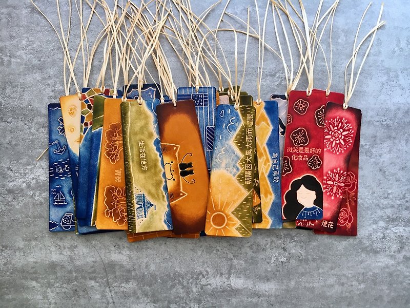 Goody Bag-Fu bag handmade leather bookmarks × 5 Free customized - Bookmarks - Genuine Leather Multicolor