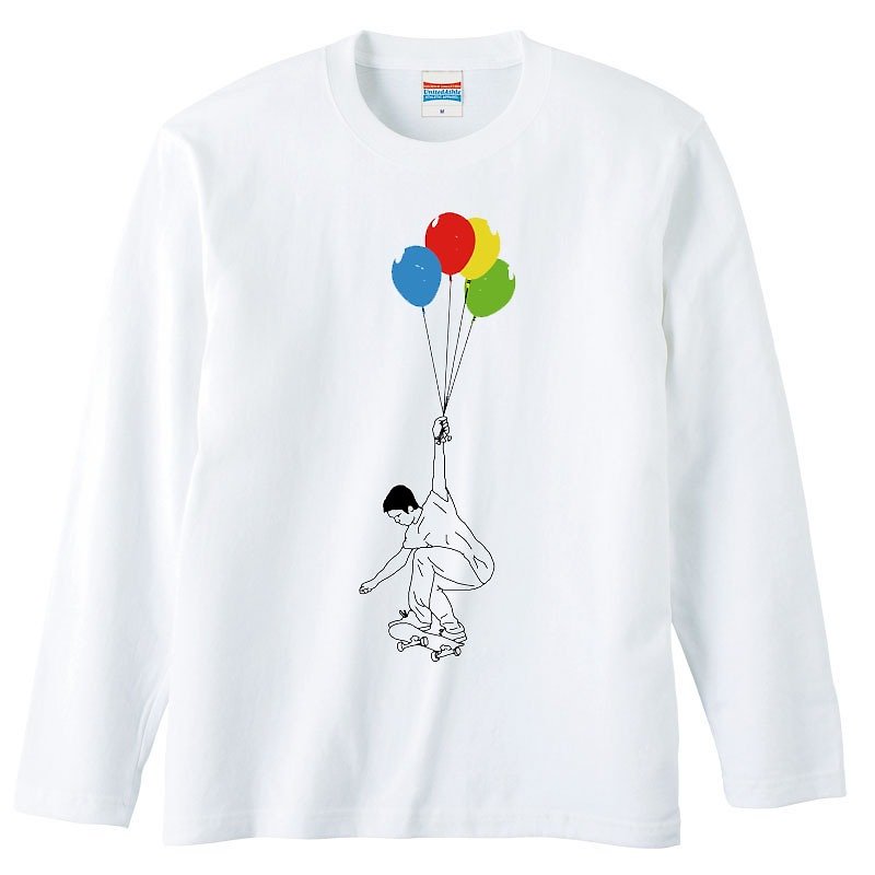 ロングスリーブTシャツ / UP (ブラッククローム) - 男 T 恤 - 棉．麻 白色