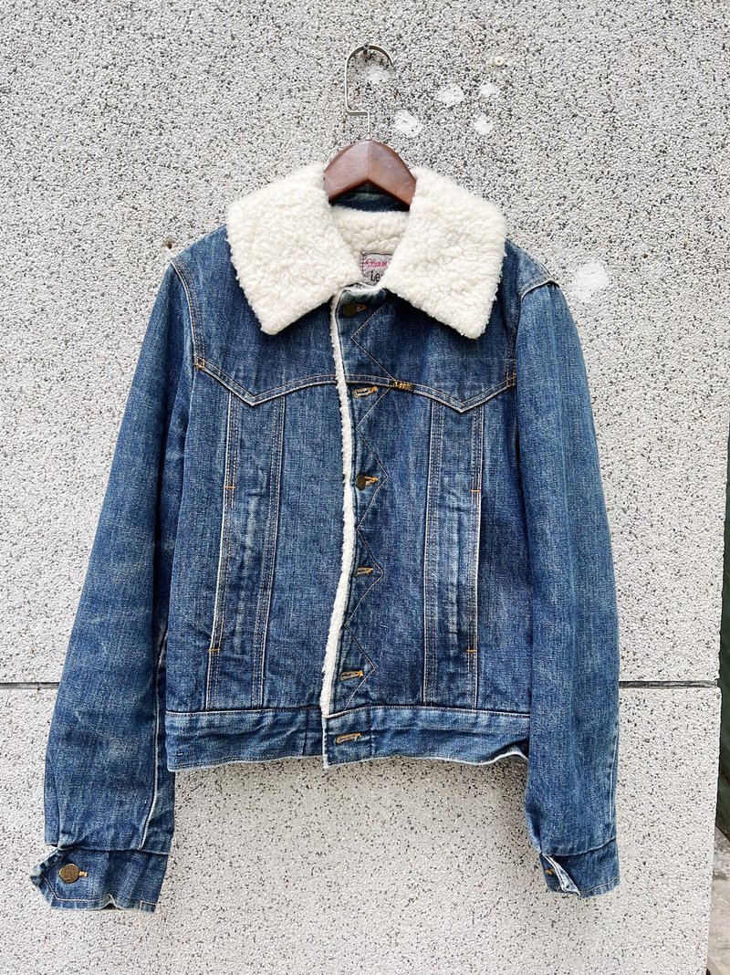 70s Lee storm rider U.S.A 經典天藍鋪毛翻領丹寧牛仔外套 - 女大衣/外套 - 棉．麻 藍色