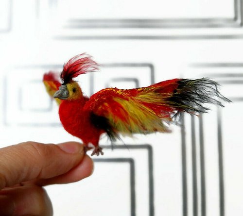 Mini animals from Anzhelika The Phoenix Bird, the Firebird, a miniature fairy tale bird, is made to order.