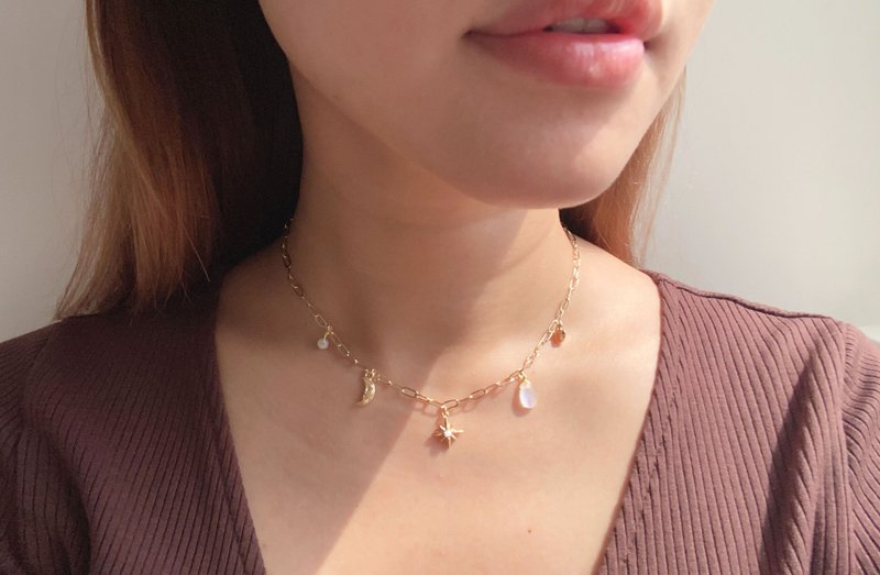 Starburst Link Chain Necklack - Necklaces - Crystal Gold