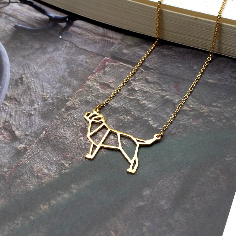 Labrador Retriever necklace Gift for Dog Lover, Origami Jewelry, Gold Plated - Necklaces - Copper & Brass Gold