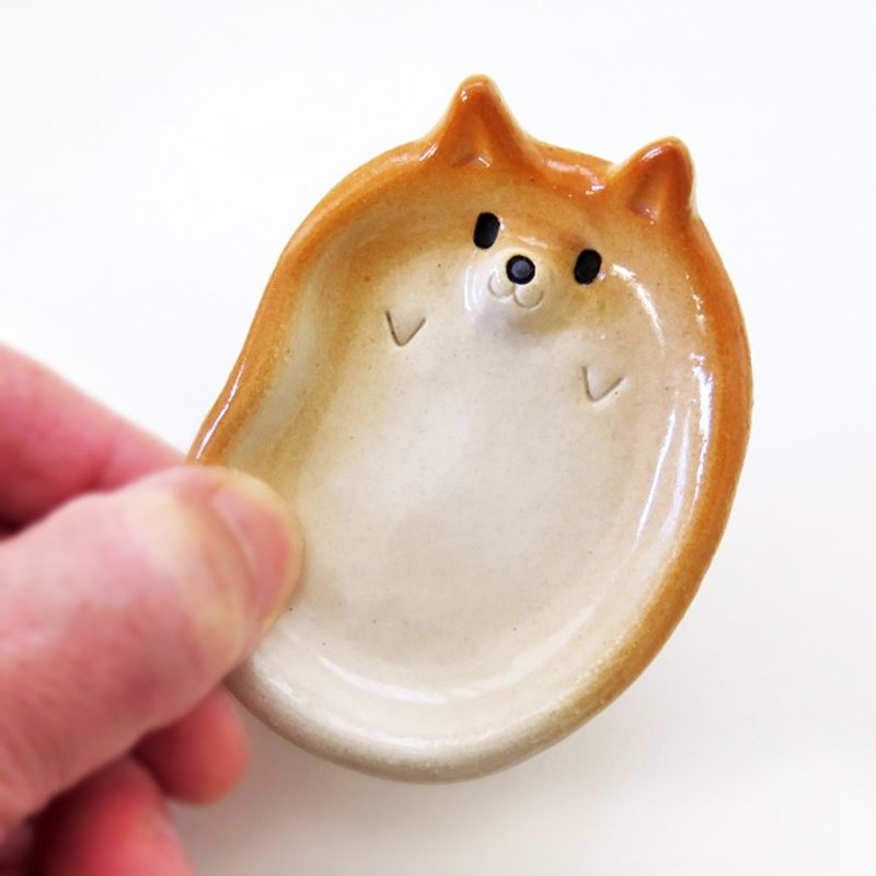 A Ceramics Shiba Inu pretty small plate!　工房しろ・柴犬 - 花瓶/花器 - 其他材質 黃色
