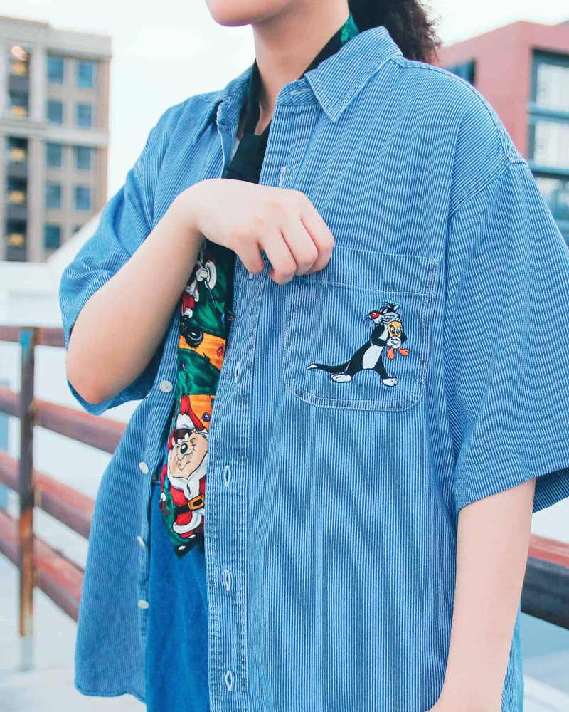 Tsubasa.Y│**Multiple styles to choose from**Cartoon shirt summer shirt shirt cartoon Leyi - เสื้อเชิ้ตผู้ชาย - ผ้าฝ้าย/ผ้าลินิน หลากหลายสี