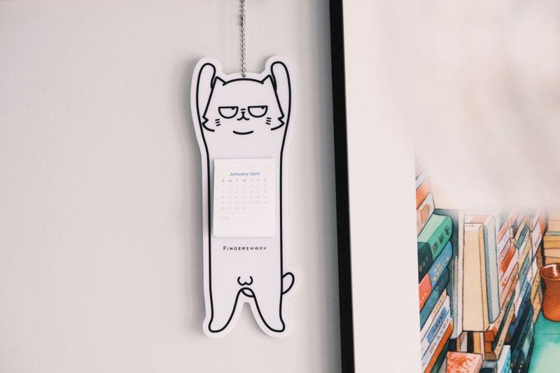 The two-color world-weary cat 2024 wall-mounted calendar can be used as a memo board - ปฏิทิน - อะคริลิค ขาว