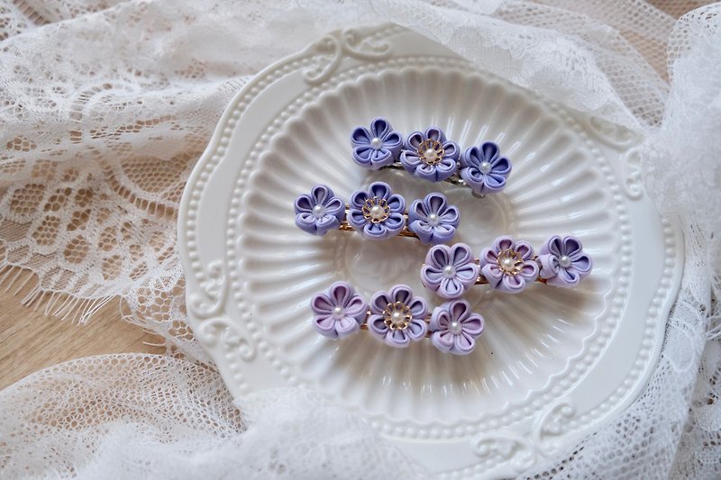 Purple-Fancy Flower Bicolor Spring Clip- Purple - เครื่องประดับผม - ผ้าฝ้าย/ผ้าลินิน 