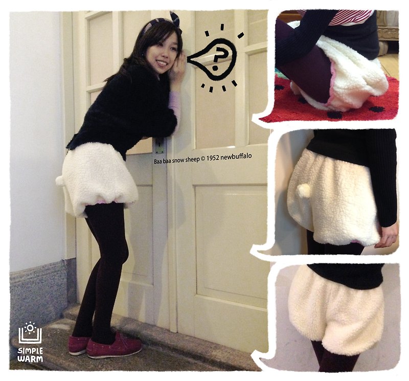 Increase in price purchase | Winter Snow Sheep Japanese style warm pants. No return. With pantyhose. - กางเกงขายาว - ผ้าฝ้าย/ผ้าลินิน ขาว