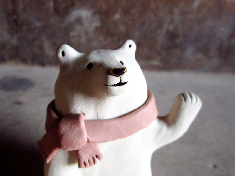 Season limited - scarf white bear - Items for Display - Pottery 