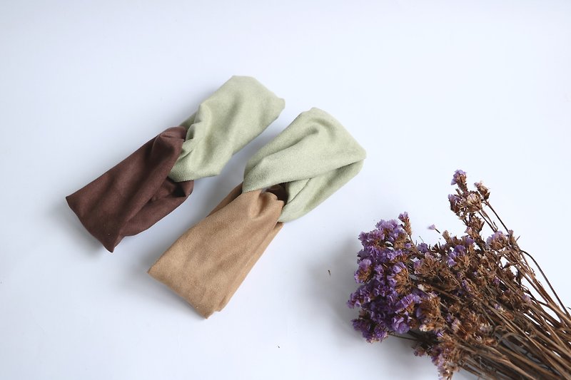 Mary Wil two-tone suede headband-gray green/coffee - Hair Accessories - Cotton & Hemp Green