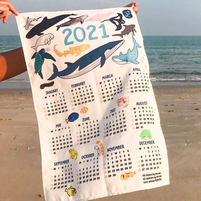 Marine life calendar 2021 - 壁貼/牆壁裝飾 - 環保材質 白色