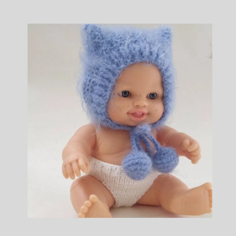 Doll hat with cat ears, Doll hat kitty, doll accessories - 嬰幼兒玩具/毛公仔 - 其他材質 