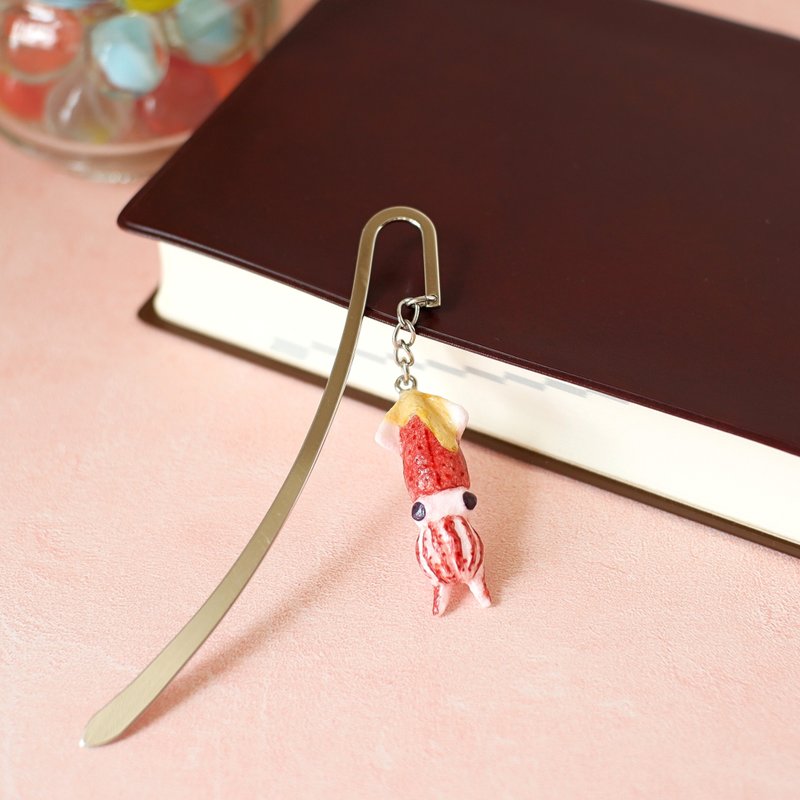 Japanese paper accessories Bookmark Firefly squid with vinegared miso sauce Squid Japanese side dish Food motif - Bookmarks - Other Materials Pink