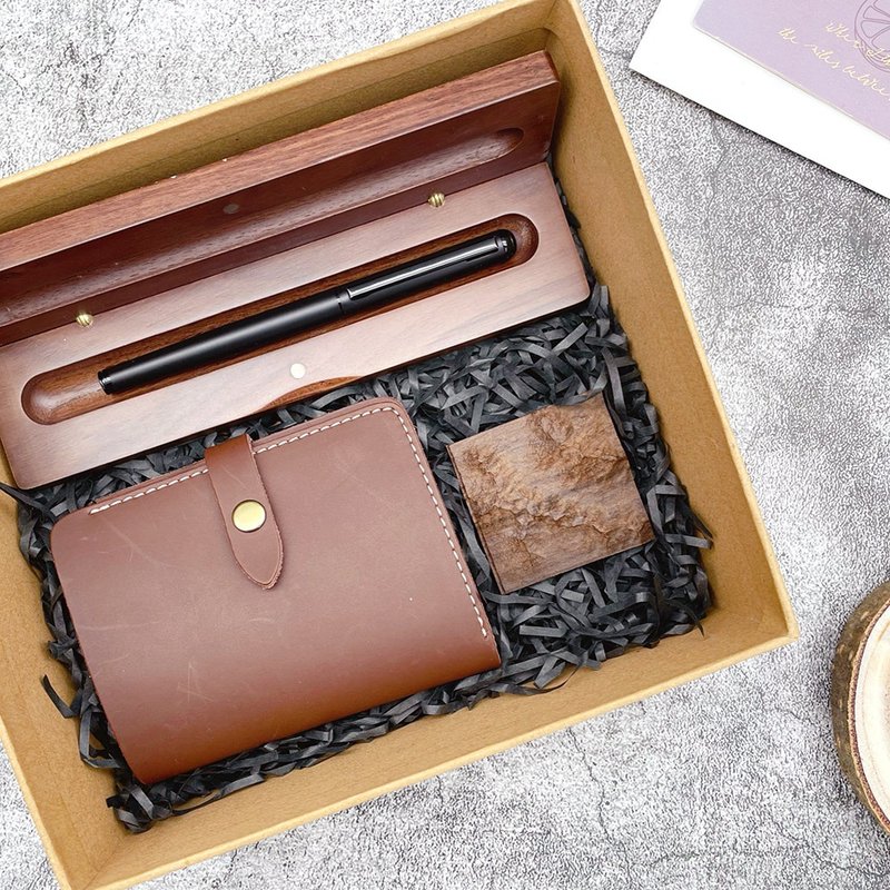 [Quick Customization_Birthday Gift] Free Engraving_Betrue_Fashionable Coco Pen Gift Box + Wallet - Fountain Pens - Copper & Brass Brown