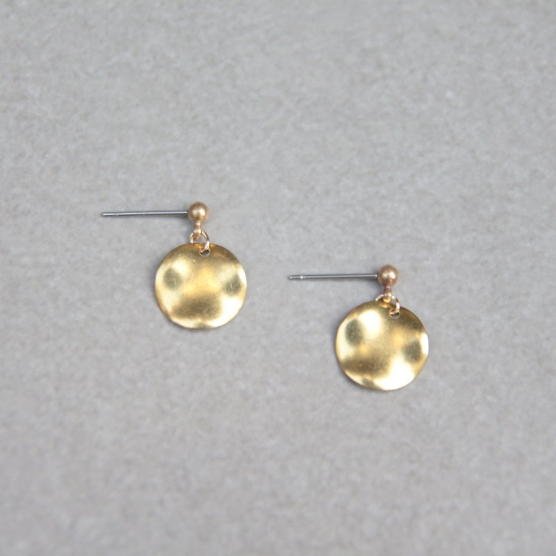 波浪雲 簡約黃銅金球耳環 高級厚電鍍加保護膜  不鏽鋼耳針 夾式 - 耳環/耳夾 - 其他金屬 金色