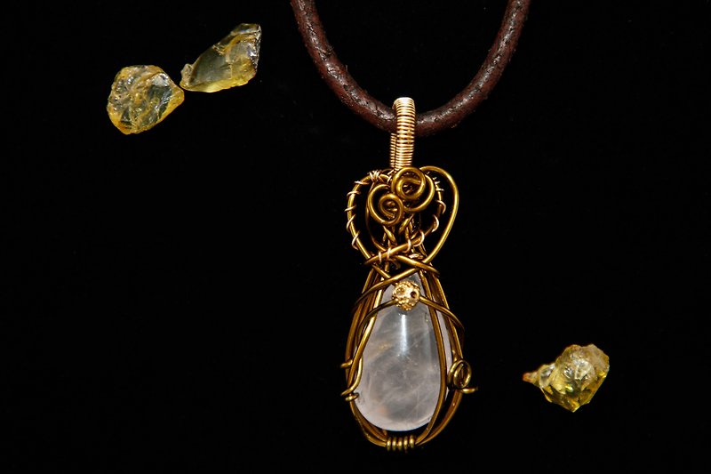 【Series of Crystal】Rose quartz Pendant _ Love potion (Pic 7.8.9 in stock) - Necklaces - Gemstone Multicolor