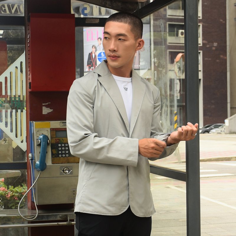 防潑水西裝外套 - 男西裝外套 - 其他材質 灰色