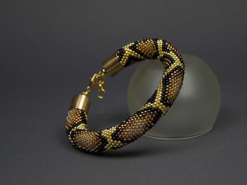 Jewelry making supplies, Bead crochet kit bracelet, Diy kit brown bracelet - 其他 - 玻璃 咖啡色