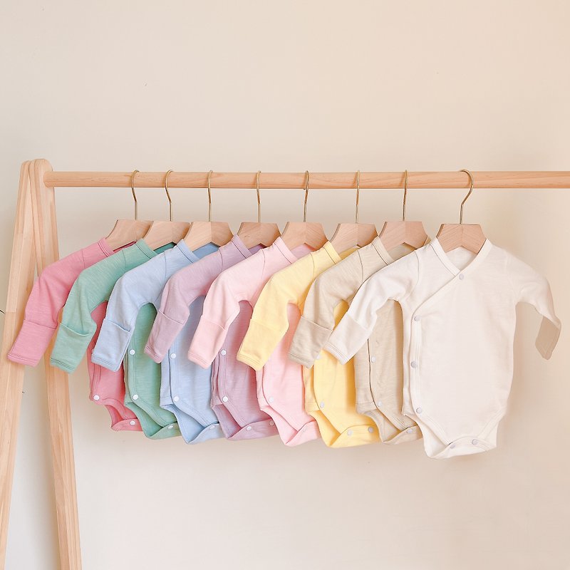 【YOURs】Good cotton side-opening onesies, children's clothes made in Taiwan, baby rompers, newborn clothes - Tops & T-Shirts - Cotton & Hemp White