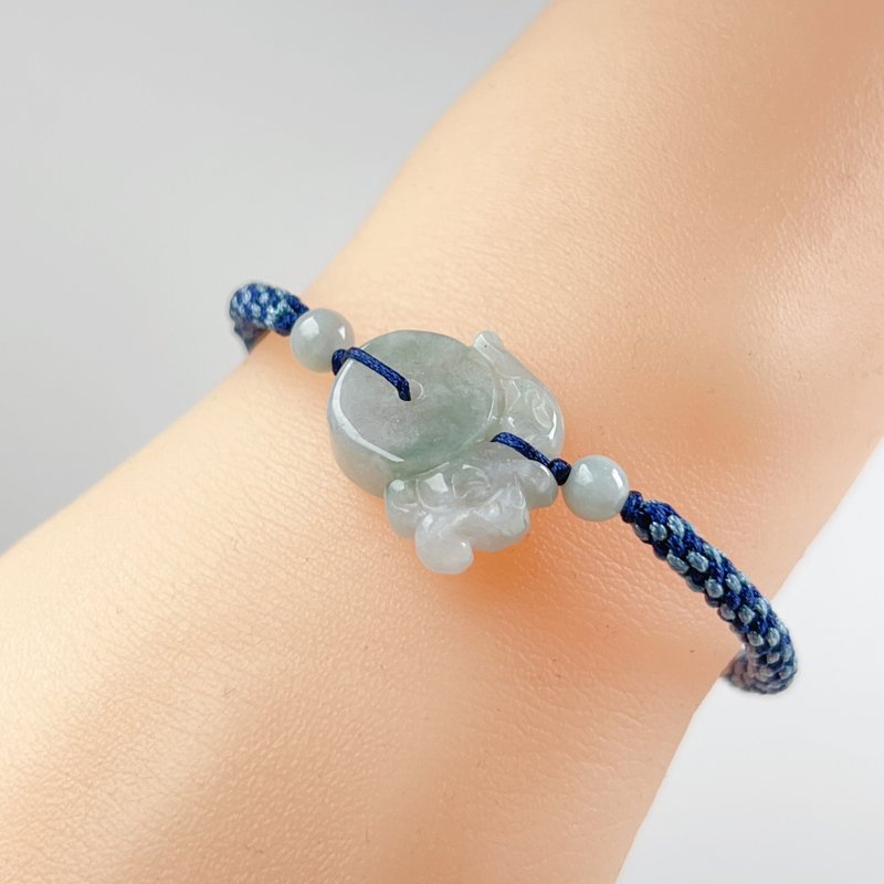 Bingpiaohua Jadeite Peaceful Buckle Braided Bracelet | Natural Burmese Jade Grade A Jadeite | Gift - สร้อยข้อมือ - หยก สีเขียว