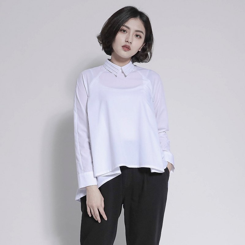 SU:MI said Ethereal Ethereal short before long shirt_7AF050_白 - Women's Shirts - Cotton & Hemp White