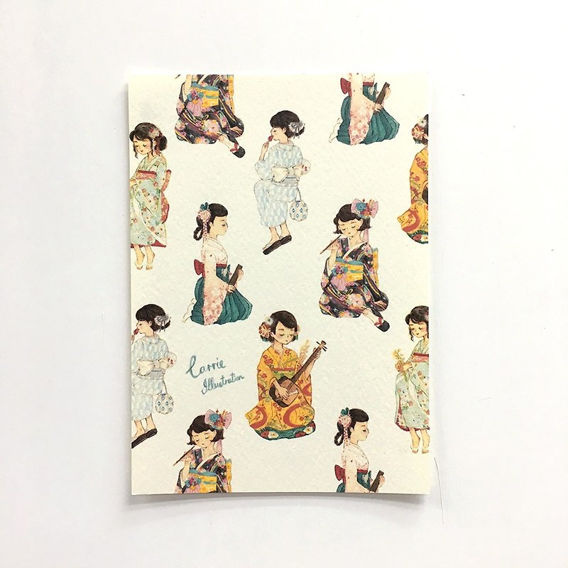 / Postcard / Kimono / - Cards & Postcards - Paper White