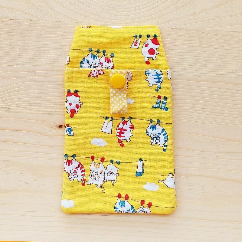 Cat sunbathing pocket pencil case / attached document bag / order - Pencil Cases - Cotton & Hemp Yellow