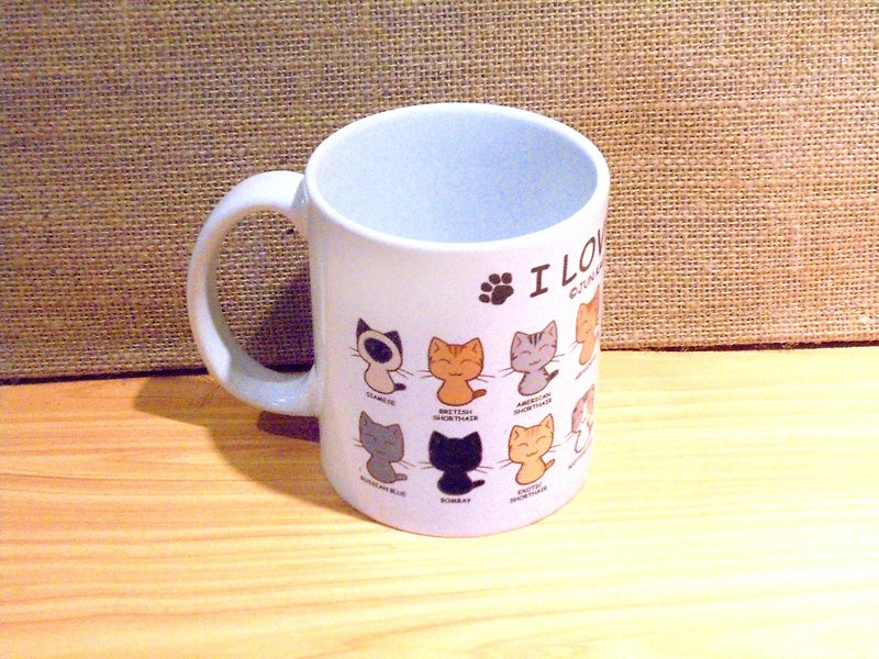 貓咪馬克杯-貓咪圖鑑 - 杯/玻璃杯 - 陶 多色