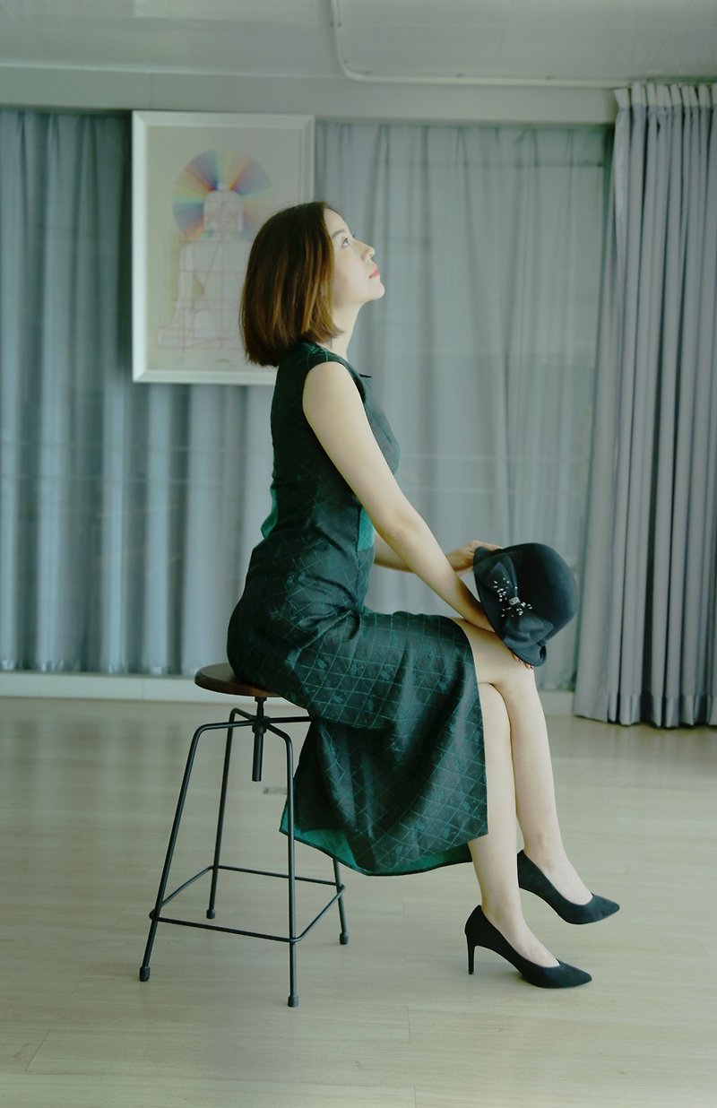 新款香云纱连衣裙 绿色的优雅 - 連身裙 - 絲．絹 綠色