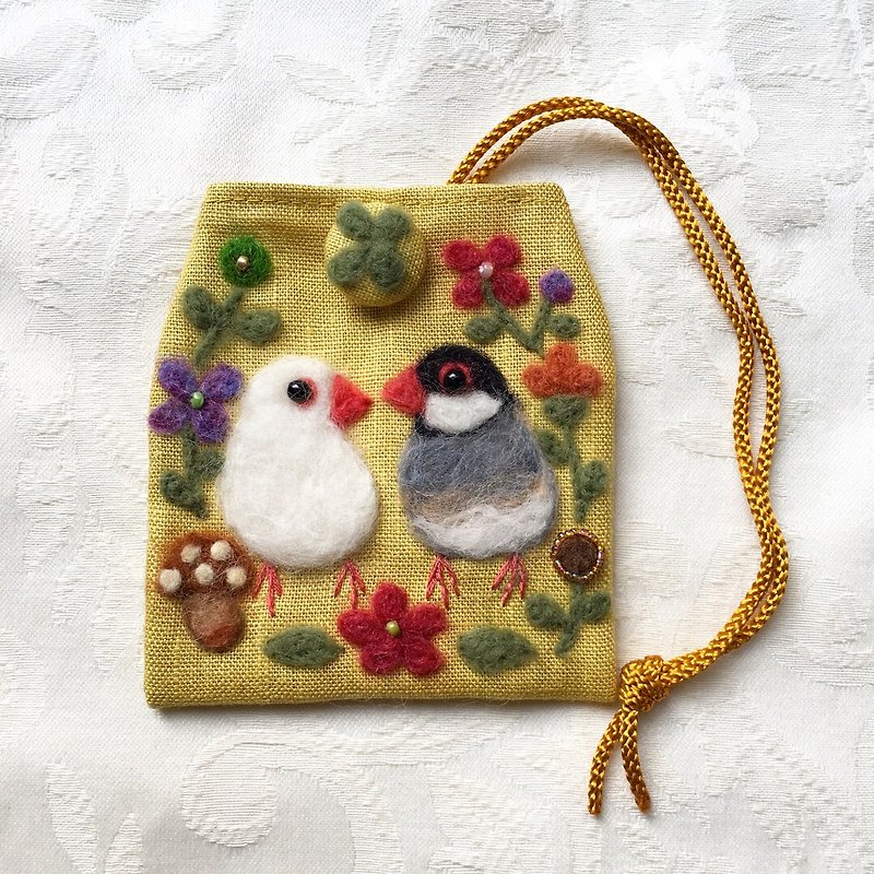 amulet bag of java sparrows  - Other - Cotton & Hemp Yellow