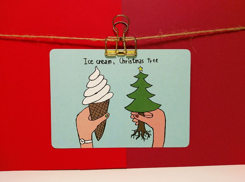 Ice cream, Christmas tree/Christmas postcard - การ์ด/โปสการ์ด - กระดาษ 