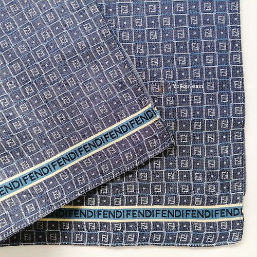 orangesodapanda Fendi Vintage Handkerchief Pocket Square Grayish Blue 18 x 18 inches, vintage sc